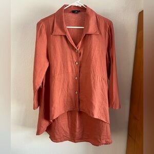 Lisa Bayne High Low Linen Top - S